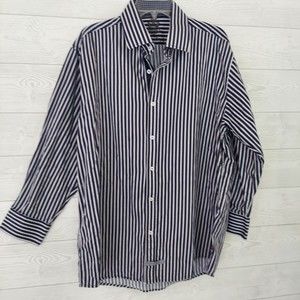 English Laundry Button Down Shirt XL Blue Stripe Long Sleeve